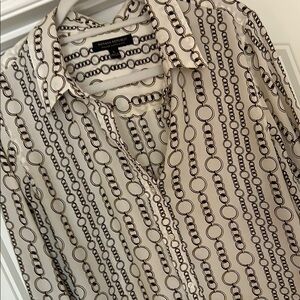 Banana Republic Black, Gold and Cream Casual Button Down Shirt Size Large